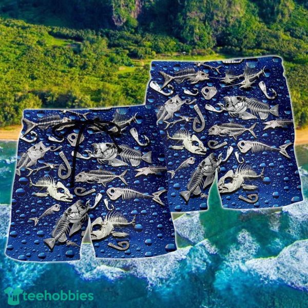 Fishing Fishbone Style Blue Color Hawaii Shorts For Men - Image 2