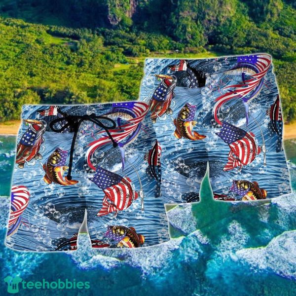 Fishing Hard America Cool Style Hawaii Shorts For Men - Image 2