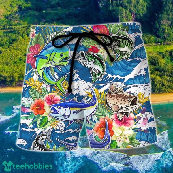 Fishing Hunting Born To Fish Tropical Vibe Hawaii Shorts For Men