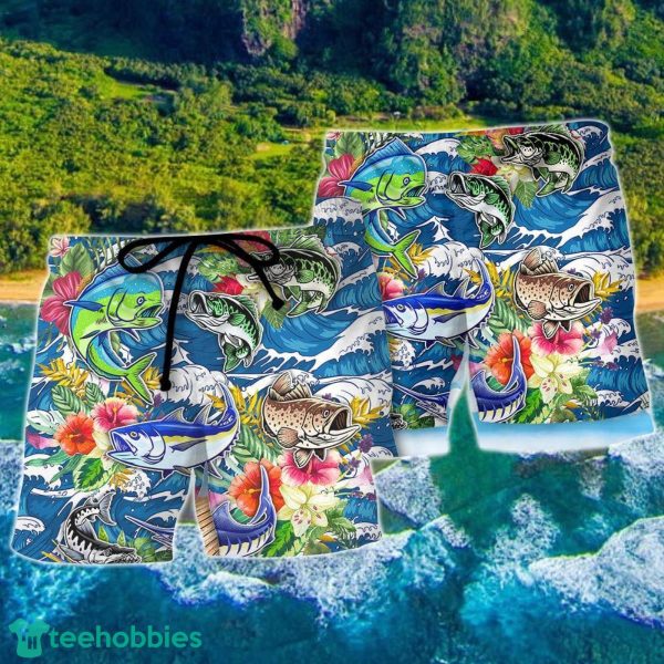 Fishing Hunting Born To Fish Tropical Vibe Hawaii Shorts For Men - Image 2