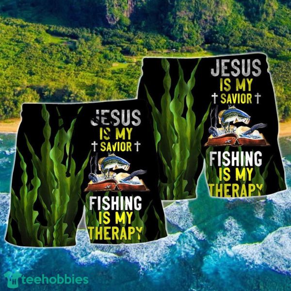 Fishing Is My Therapy Leaf Hawaii Shorts For Men - Summer Beach Shorts - Image 2