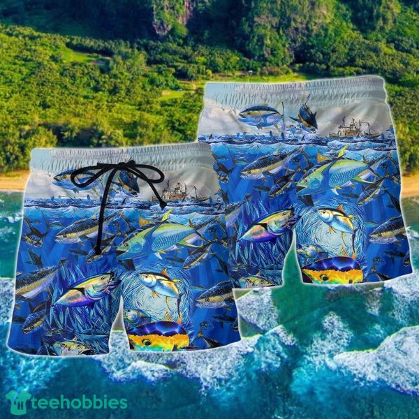 Fishing Love Fish Love Ocean Forever Hawaii Shorts For Men - Summer Beach Shorts - Image 2