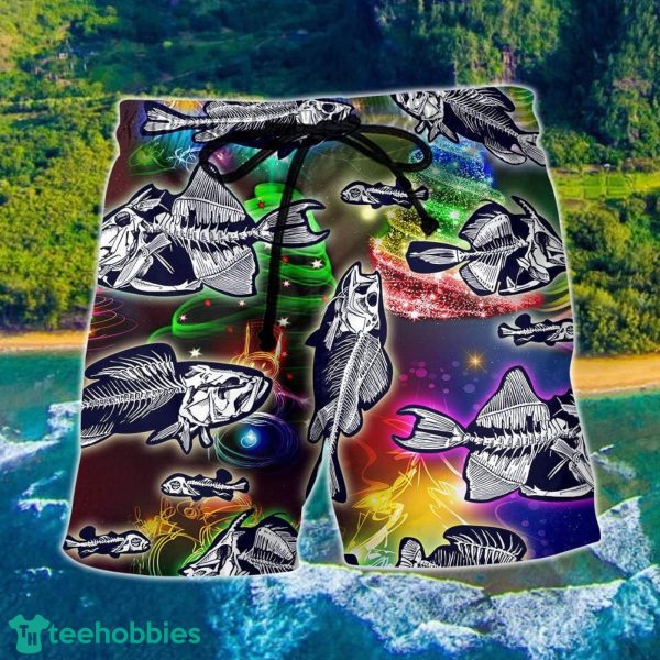 Fishing Love Amazing Christmas Night Hawaii Shorts For Men - Summer Beach Shorts