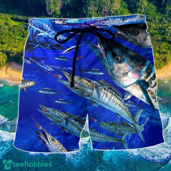 Fishing Love Ocean Blue Cool Hawaii Shorts For Men - Summer Beach Shorts