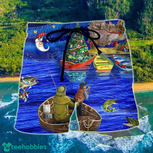 Fishing Lover Amazing Christmas Night Hawaii Shorts For Men - Summer Beach Shorts
