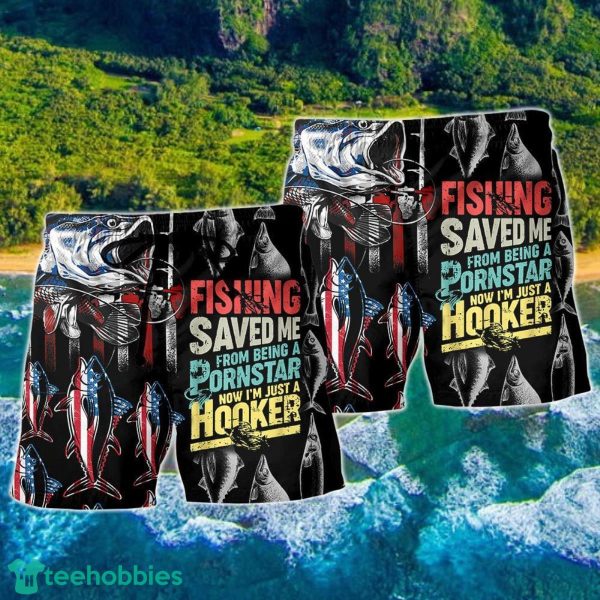 Fishing Saved Me From Being A Pornstar Hawaii Shorts For Men - Summer Beach Shorts - Image 2