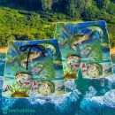 Fishing Real Men Do Fishing Blue And Green Hawaii Shorts For Men - Summer Beach Shorts