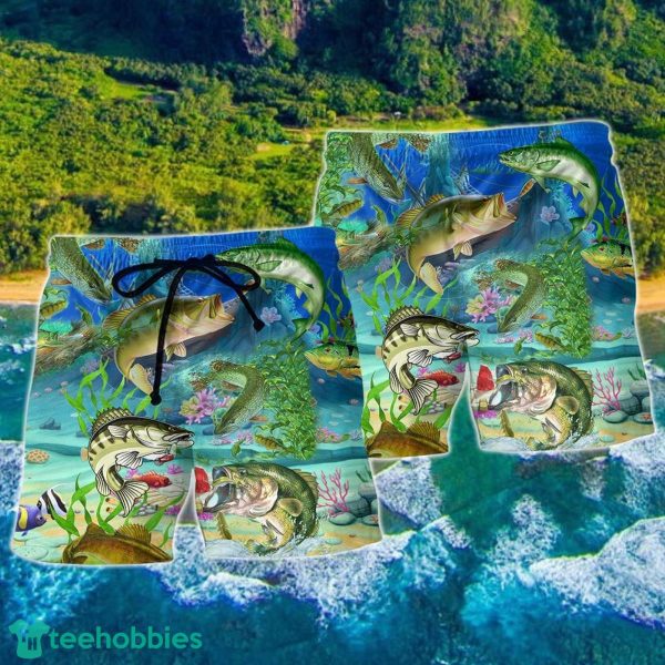 Fishing Real Men Do Fishing Blue And Green Hawaii Shorts For Men - Summer Beach Shorts - Image 2