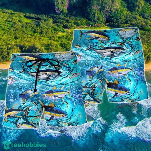 Fishing Tuna Fish In The Sea Hawaii Shorts For Men - Summer Beach Shorts - Image 2