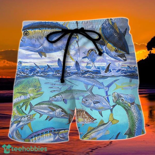 Fishing Undersea The Rodfather Tuna Fish Hawaii Shorts For Men - Summer Beach Shorts