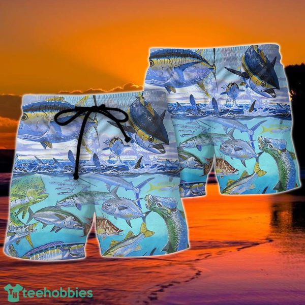 Fishing Undersea The Rodfather Tuna Fish Hawaii Shorts For Men - Summer Beach Shorts - Image 2