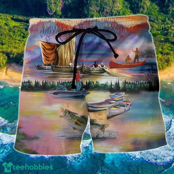 Fishing Under Sunset Lover Hawaii Shorts For Men - Summer Beach Shorts