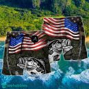 Fishing Us Flag Flying Retro Hawaii Shorts For Men - Summer Beach Shorts
