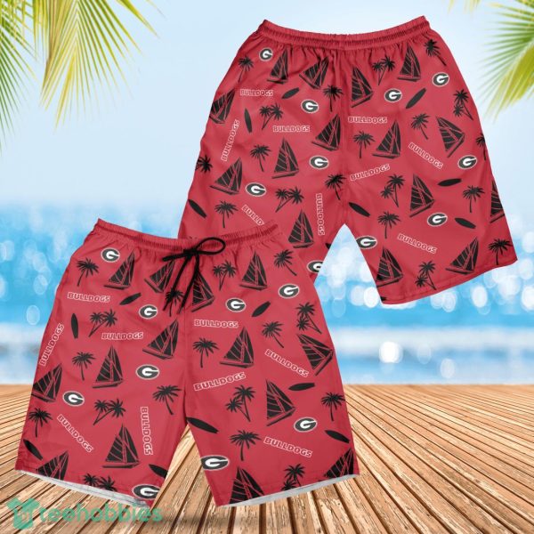 Georgia Bulldogs Sailboat and Coconut Pattern Beach Shorts For Fans