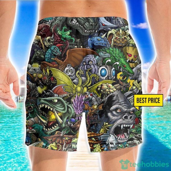 Gadzillo Collage Kaiju Monsters Funny Style 3D Beach Shorts For Men Gift Summer Gift - Image 2