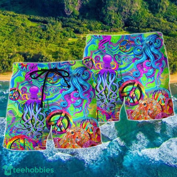 Hippie Funny Octopus Colorful Tie Dye Summer Beach Hawaii Shorts - Image 2