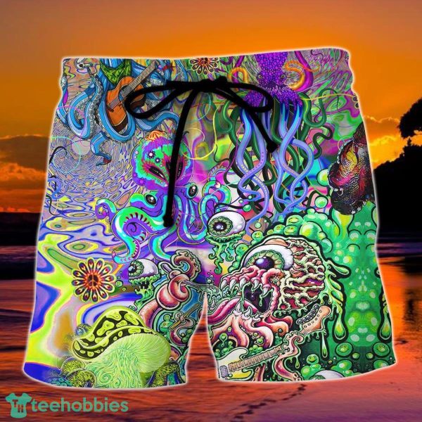 Hippie Funny Octopus Love Music Colorful Ocean Summer Beach Hawaii Shorts