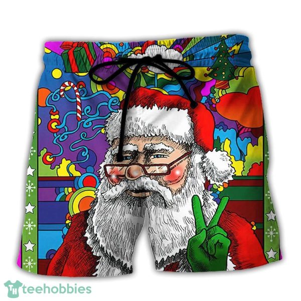 Hippie Funny Santa Claus Christmas Summer Beach Hawaii Shorts