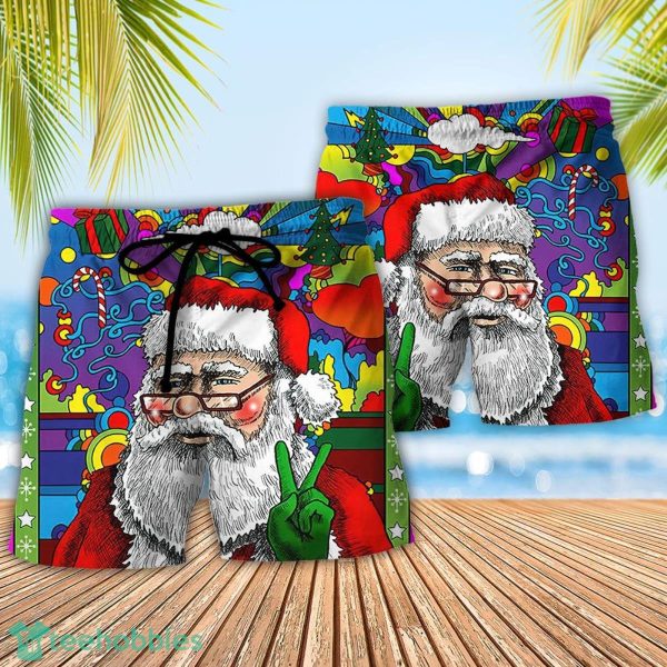 Hippie Funny Santa Claus Christmas Summer Beach Hawaii Shorts - Image 2