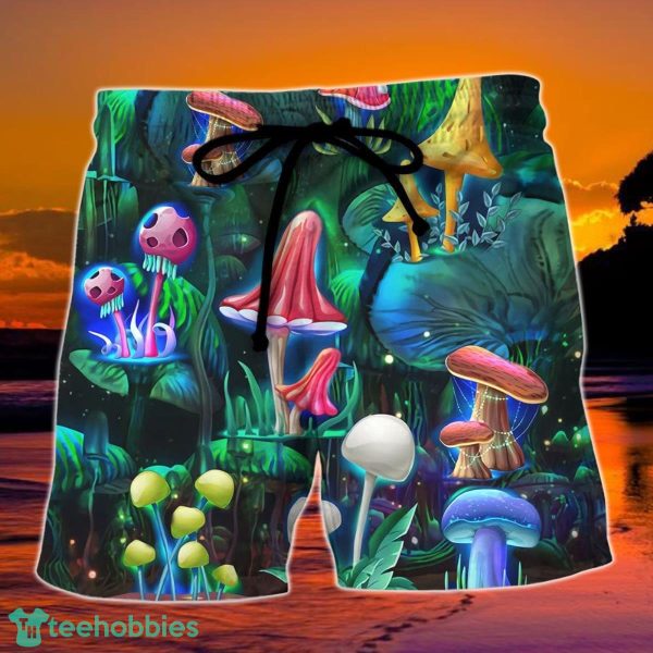 Hippie Mushroom Galaxy Neon Art Summer Beach Hawaii Shorts