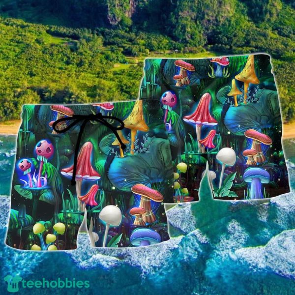 Hippie Mushroom Galaxy Neon Art Summer Beach Hawaii Shorts - Image 2