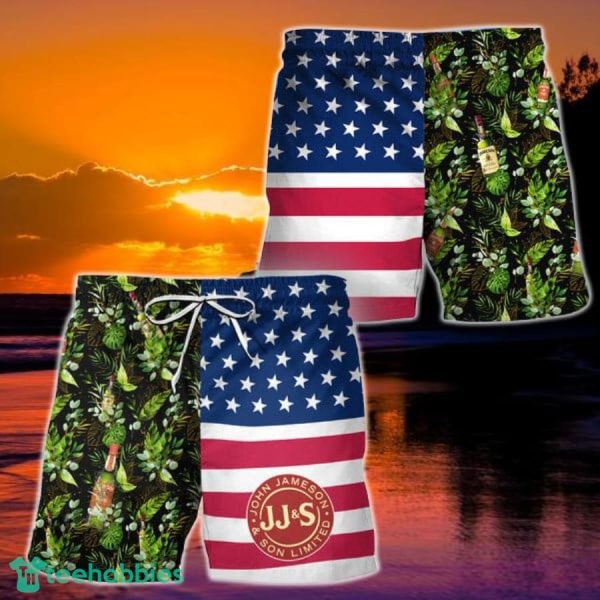 Jameson Flower American Flag Hawaiian Shorts