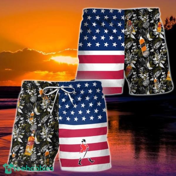 Johnnie Walker Flower American Flag Hawaiian Shorts