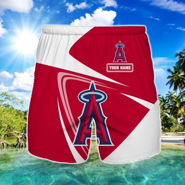 Los Angeles Angels Logo Printed 3D Beach Shorts For Men Custom Name Summer Gift Ideas