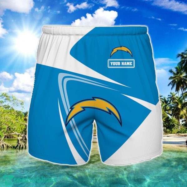 Los Angeles Chargers Logo Printed 3D Beach Shorts For Men Custom Name Summer Gift Ideas