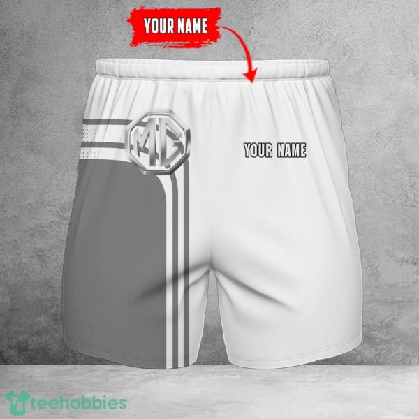 MG Car 3D Beach Shorts For Men Logo Car And Custom Name For Fans