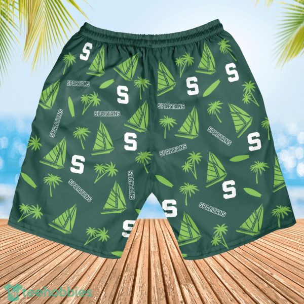 Michigan State Spartans Sailboat and Coconut Pattern Beach Shorts For Fans - Image 3