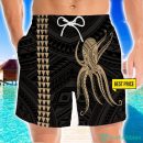 Polynesian Octopus 3D Beach Shorts For Men Gift Summer Gift