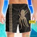 Polynesian Octopus 3D Beach Shorts For Men Gift Summer Gift