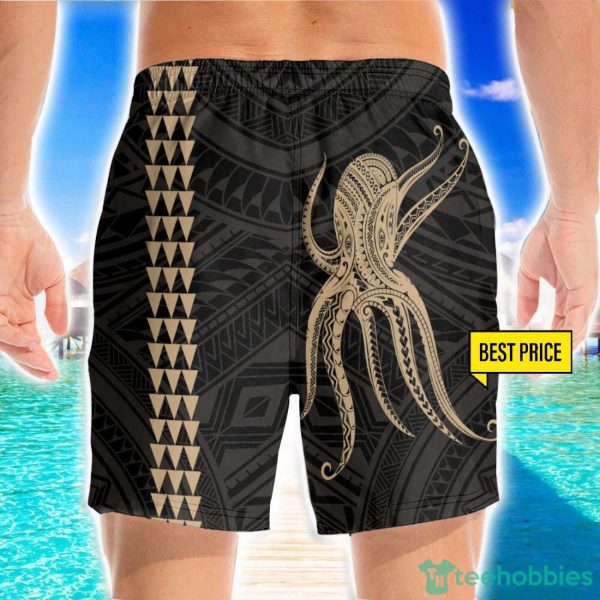 Polynesian Octopus 3D Beach Shorts For Men Gift Summer Gift - Image 2