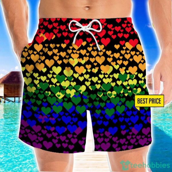 Pride LGBT Colorful Heart 3D Beach Shorts For Men Gift Summer Gift