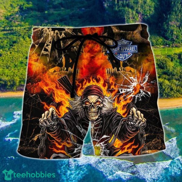 Skull Biker Lovely Style Hawaii Shorts For Men - Skull Shorts Swim Trunks