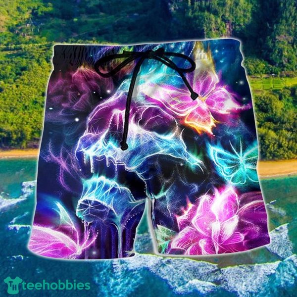 Skull Butterfly Flower Dream Lighting Hawaii Shorts For Men - Skull Shorts Swim Trunks