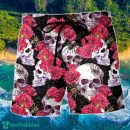 Skull And Roses Floral Hawaii Shorts For Men - Skull Shorts Swim Trunks