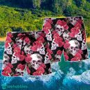 Skull And Roses Floral Hawaii Shorts For Men - Skull Shorts Swim Trunks