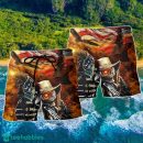 Skull Cowboy Shot Gun American Flag Hawaii Shorts For Men - Skull Shorts Swim Trunks