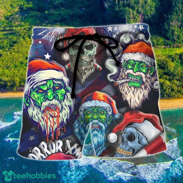 Skull Christmas US Flag Skeleton Art Hawaii Shorts For Men - Skull Shorts Swim Trunks