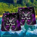 Skull Dark Purple Fire Lighting Hawaii Shorts For Men - Skull Shorts Swim Trunks
