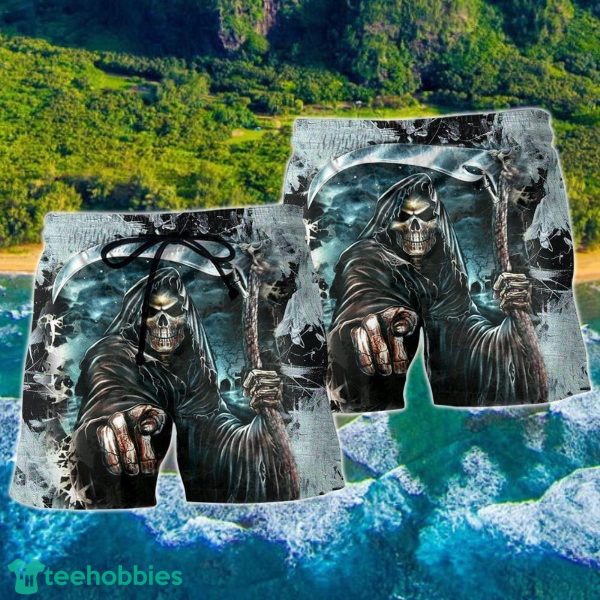 Skull Dark Death Scythe Hawaii Shorts For Men - Skull Shorts Swim Trunks - Image 2
