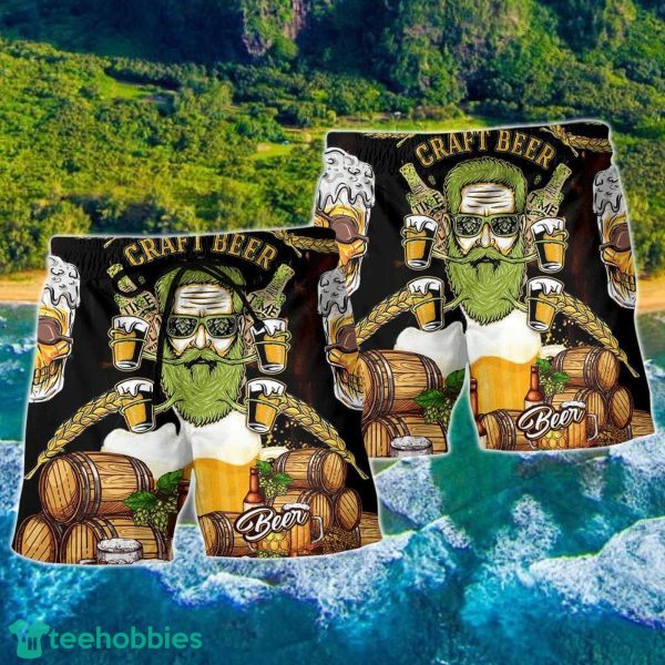 Skull Craft Beer So Cool Hawaii Shorts For Men - Skull Shorts Swim Trunks - Image 2