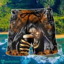Skull Dark Drinking Orange Smoke Lighting Hawaii Shorts For Men - Skull Shorts Swim Trunks