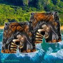 Skull Dark Drinking Orange Smoke Lighting Hawaii Shorts For Men - Skull Shorts Swim Trunks