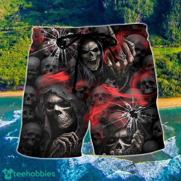 Skull Dark Red Smoke Hawaii Shorts For Men Skull Shorts Swim Trunks