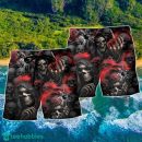 Skull Dark Red Smoke Hawaii Shorts For Men Skull Shorts Swim Trunks