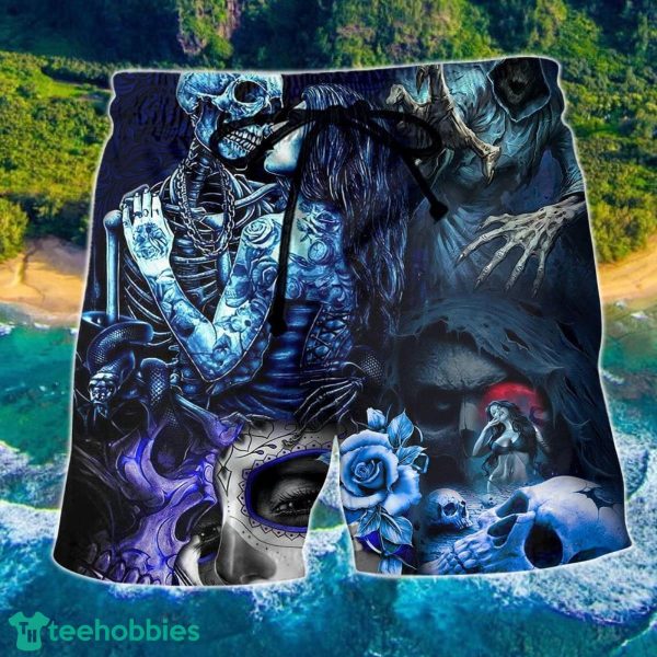 Skull Death Love In Heart Hawaii Shorts For Men Skull Shorts Swim Trunks