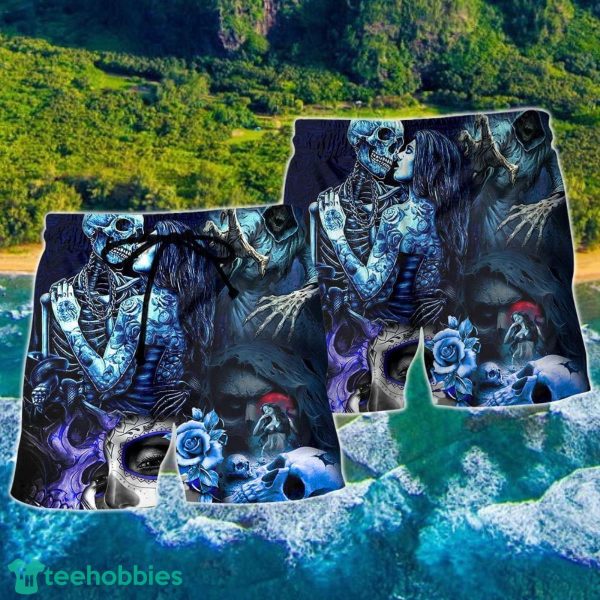 Skull Death Love In Heart Hawaii Shorts For Men Skull Shorts Swim Trunks - Image 2